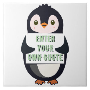 Ein Pinguin hält ein Schild mit anpassbarem Text t Fliese