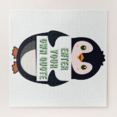 Ein Pinguin hält ein Schild mit anpassbarem Text t Puzzle (Horizontal)