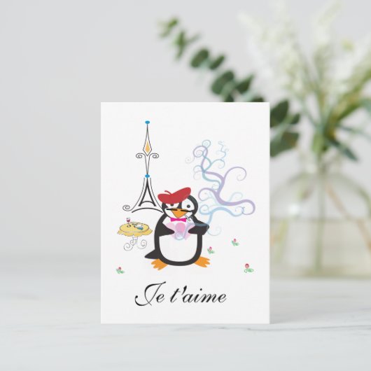 Ein Pinguin in Paris Postcard Postkarte (Stehend Vorderseite)