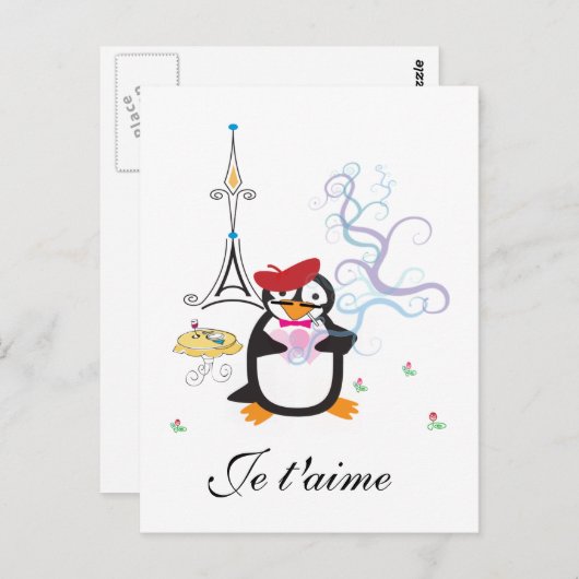 Ein Pinguin in Paris Postcard Postkarte (Vorne/Hinten)