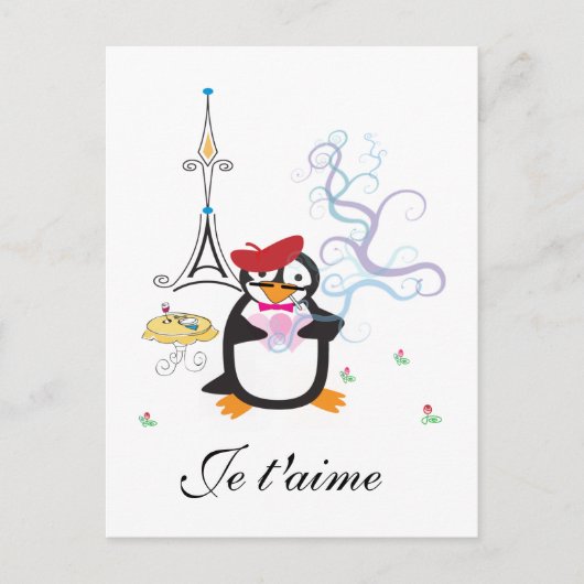 Ein Pinguin in Paris Postcard Postkarte (Vorderseite)