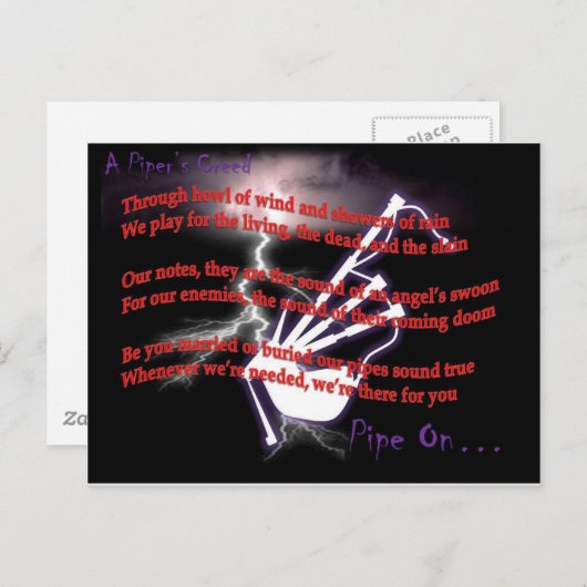 Ein Piper's Creed (Blitz) Postkarte (Vorne/Hinten)