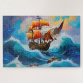 Ein Piratenschiff in einer Wasserwelle Puzzle (Horizontal)