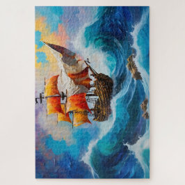 Ein Piratenschiff in einer Wasserwelle Puzzle