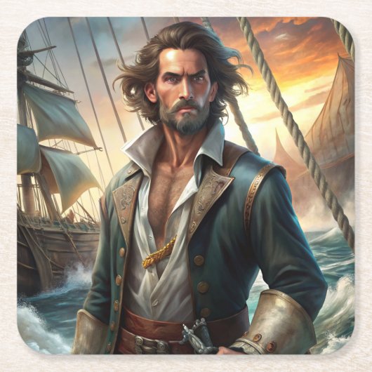 Ein Piratenschiff Rechteckiger Pappuntersetzer (Vorderseite)