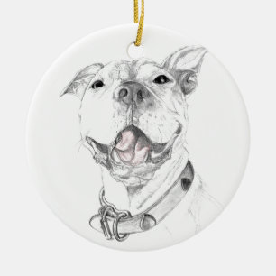 Ein Pitbull-Lächeln Keramik Ornament