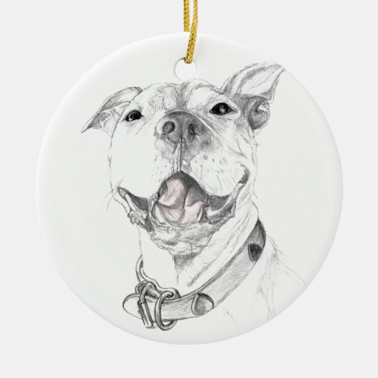 Ein Pitbull-Lächeln Keramik Ornament (Vorne)