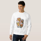 Ein Pizzasschnitt mit einem Burger. Sweatshirt (Vorne ganz)