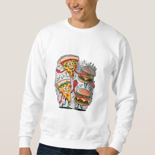 Ein Pizzasschnitt mit einem Burger. Sweatshirt (Vorderseite)