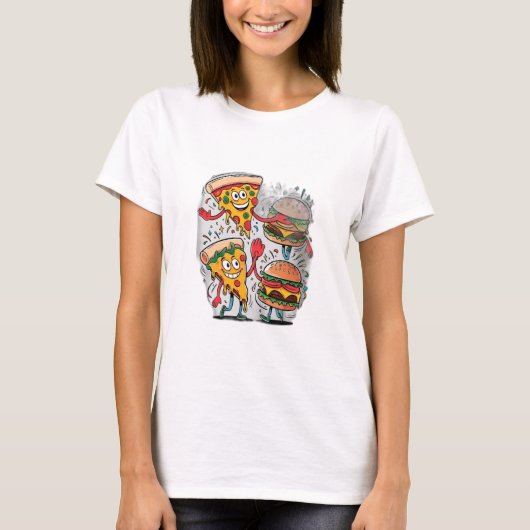 Ein Pizzasschnitt mit einem Burger. T-Shirt (Vorderseite)
