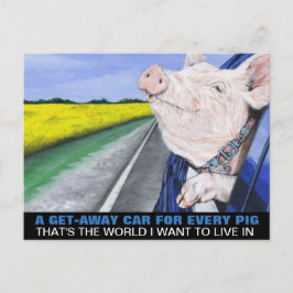 Ein Pkw für jedes Schwein Postkarte