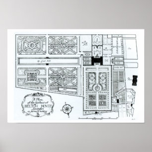 Ein Plan der Gärten an Belton Haus, Lincolnshir Poster