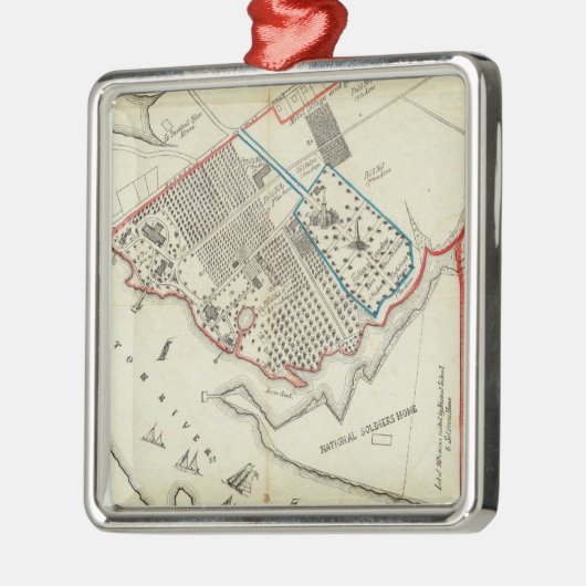 Ein Plan des Eigentums des HamptonNormal Silbernes Ornament (Links)