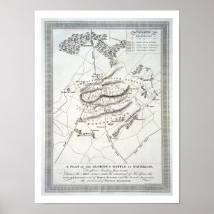 Ein Plan des prachtvollen Kampfes von Waterloo Poster