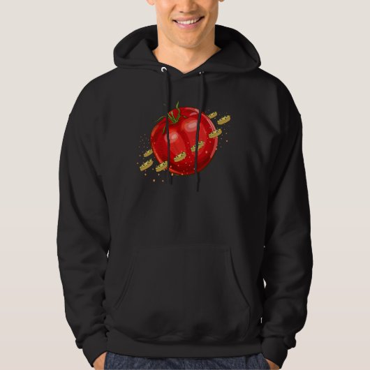 Ein Planet der Tomaten mit Pizzen um ihn herum Hoodie (Vorderseite)