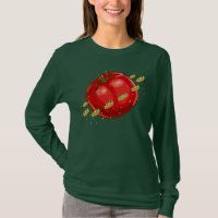 Ein Planet der Tomaten mit Pizzen um ihn herum