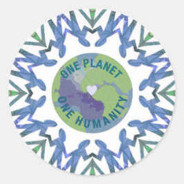 Ein Planet eine Menschheit Runder Aufkleber