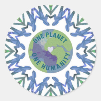 Ein Planet eine Menschheit Runder Aufkleber