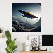 Ein Platz über einer futuristischen Stadt Poster (Heimbüro)