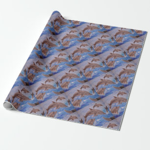 Ein Pod der spielerischen Springdeln Geschenkpapier