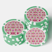 Ein Pokerchip mit Blumenmuster in Rosa  Pokerchips (Stapel)