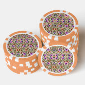 Ein Pokerchip mit einem komplizierten Blumenmuster Pokerchips (Stapel)