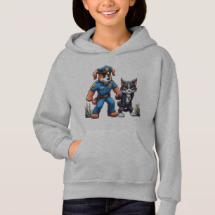 ein Polizeihund und eine gemeine Katze - Spaß Hoodie
