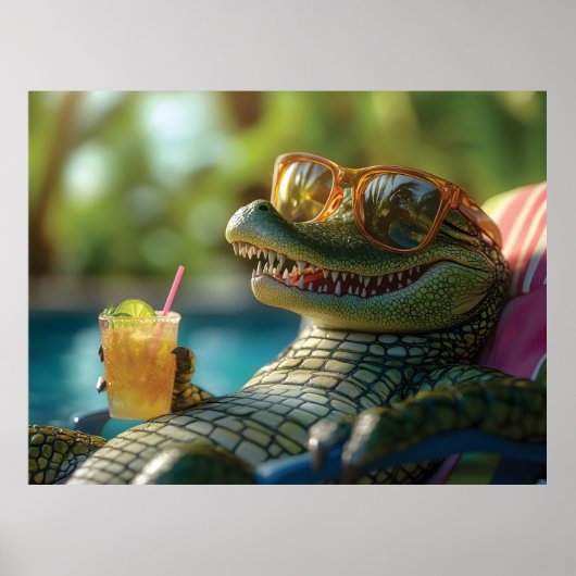 Ein Poolside-Cocktail für den Musiker Poster (Vorne)