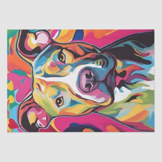 Ein Pop Art Pitbull Bright und Bold Decoupage Seidenpapier (Vorderseite)
