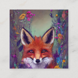 Ein Portrait eines Fuchses mit Blume Hyperdetailli Telefonnummerkarte