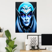 Ein Portrait von einer blauen Alien | AI Art Poste Poster (Heimbüro)