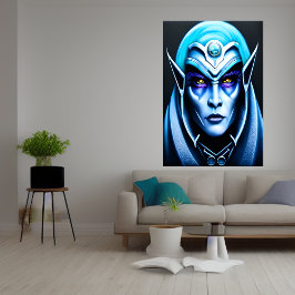 Ein Portrait von einer blauen Alien | AI Art Poste Poster
