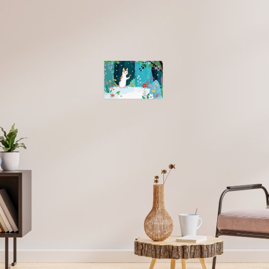 ein Poster einer Katze mit Blume (Wohnzimmer 3)