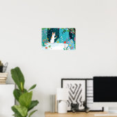 ein Poster einer Katze mit Blume (Heimbüro)