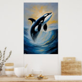 Ein Poster eines Orcas im Ölgemälde-Stil (Küche)