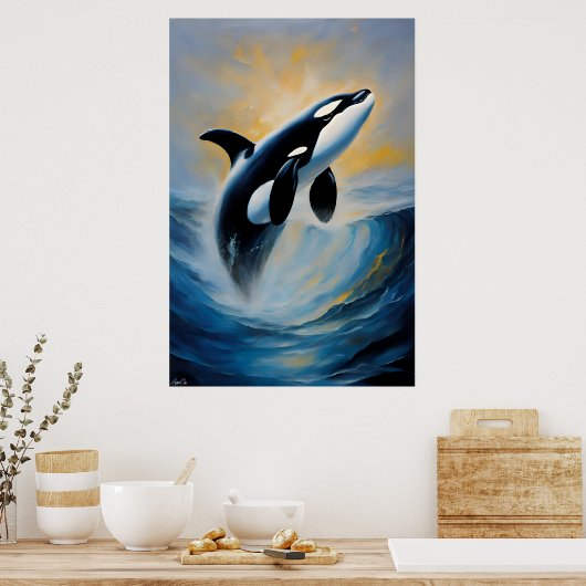 Ein Poster eines Orcas im Ölgemälde-Stil (Küche)