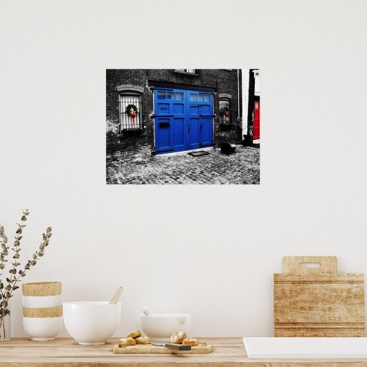 ein Poster mit blauer Leinwand - Standardgröße (Küche)