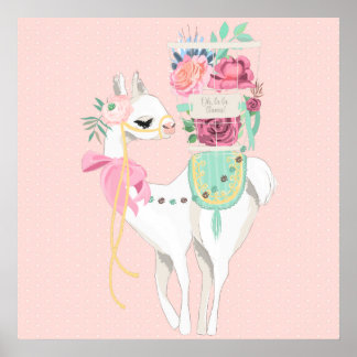 Ein Poster mit schönen Blume und Lamas
