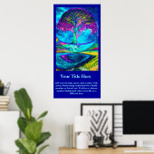 Ein Poster - Neon Blue Tree of Life (Heimbüro)