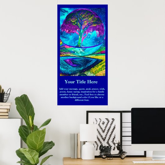 Ein Poster - Neon Blue Tree of Life (Heimbüro)