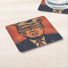 Ein Präsident, der von mentalen Fragen geblendet w Rechteckiger Pappuntersetzer