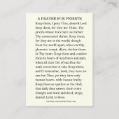 EIN PRAYER FÜR DIE PRIESTEN KATHOLISCHEN RELIGIÖSE PLATZKARTE (Rückseite)