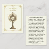 EIN PRAYER FÜR DIE PRIESTEN KATHOLISCHEN RELIGIÖSE PLATZKARTE (Vorne/Hinten)