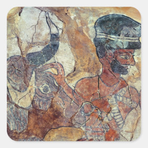 Ein Priester, der einen Stier führt zu opfern Quadratischer Aufkleber