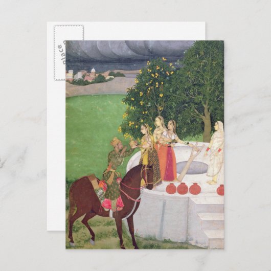 Ein Prinz bettelt Wasser von Frauen in einem Brunn Postkarte (Vorne/Hinten)
