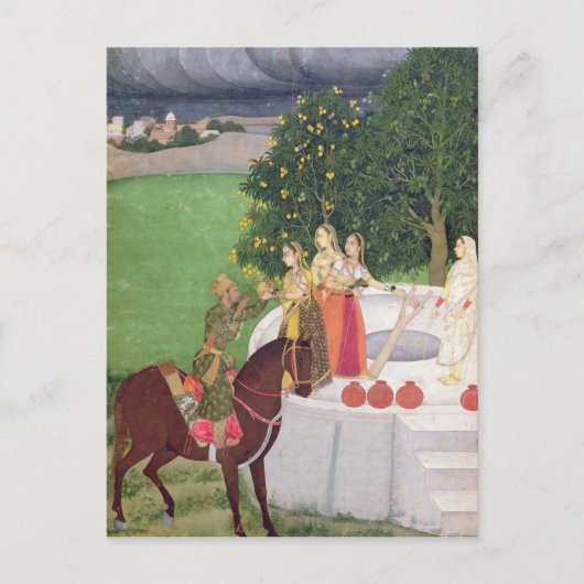 Ein Prinz bettelt Wasser von Frauen in einem Brunn Postkarte (Vorderseite)