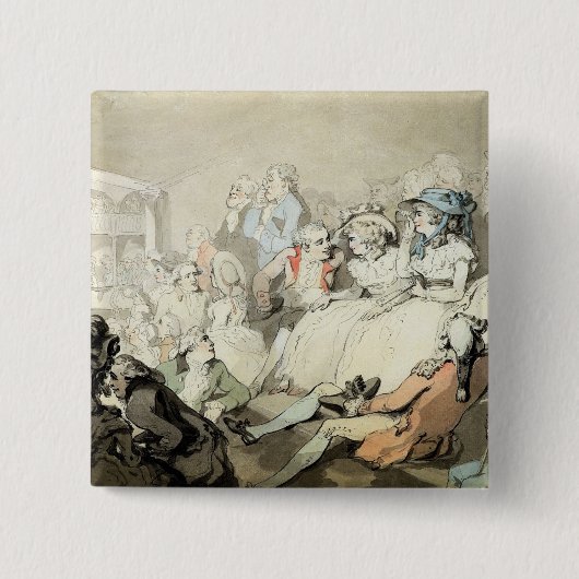 Ein Publikum, das ein Spiel, c.1785 aufpasst Button (Vorderseite)