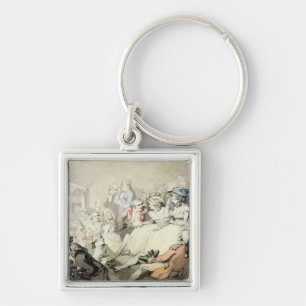 Ein Publikum, das ein Spiel, c.1785 aufpasst Schlüsselanhänger