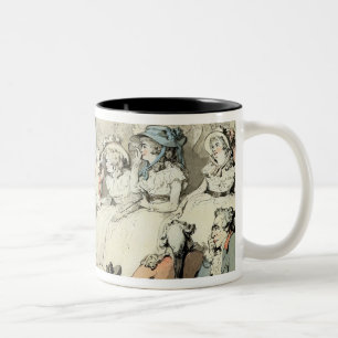 Ein Publikum, das ein Spiel, c.1785 aufpasst Zweifarbige Tasse