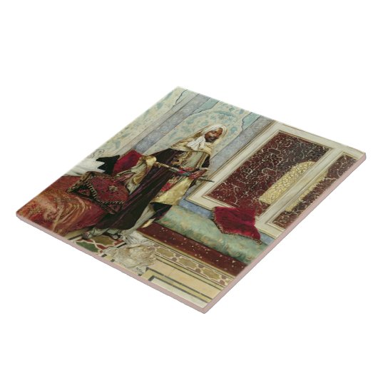 Ein Publikum (Öl auf Platte) erwarten Fliese (Seite)